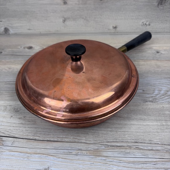 Vintage Daewoo House Wares Copper Pan with Lid and Copper Insert.